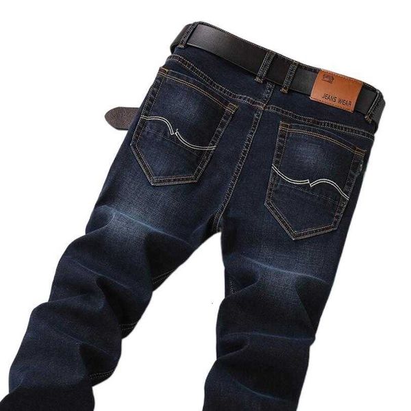 

men's pants classic style advanced stretch jeans trousers spring autumn business fashion denim slim fit jean male 1yo, Black