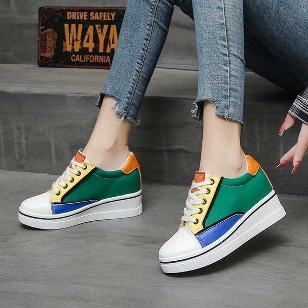 

women's shoes 2021 fashion canvas baotou muller slippers outdoor leisure low upper sneakers heighten y0907, Black