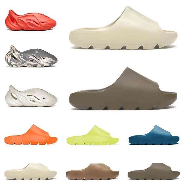 

men women slide slippers fashion slides bone moon gray soot core desert sand glow green earth brown enfora ararat mens outdoor sandals bb, Black