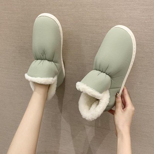

boots lightweight flat heels casual shoes drop winter warm cotton padded woman plush waterproof snow women, Black