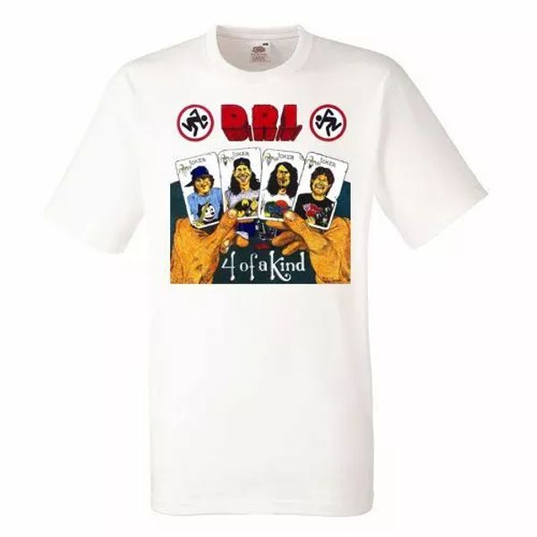 

d.r.i. four of a kind white mens t-shirt men rock band tee shirt, White;black
