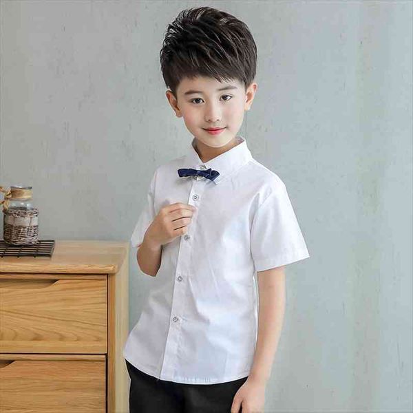 

teenage boys white shirt summer cotton bow design short sleeve big boy down shirts children tie blouse, White;black