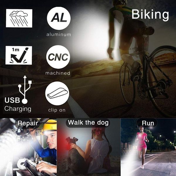 

cycling bicycle bike 3 led head front with usb rechargeable tail clip light lamp accessories ciclismo lights