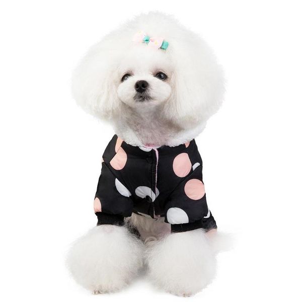 

dog apparel polka dot pet clothes puppy cat cotton padded hooded warm autumn winter coat kitten thickening parkas costume