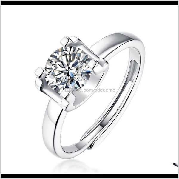 

band rings 925 sterling sier moissanite round brilliant cut wedding ring women jewelry drop delivery 2021 atj3d, Silver