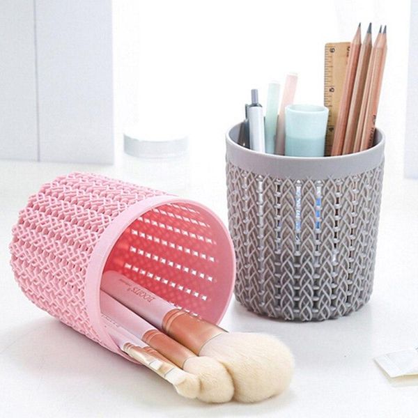 

multifuntion cylinder hollow cosmetic brush box holder empty storage makeup organizer case home office pen boxes & bins