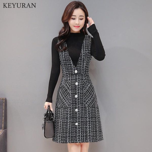 

women's two piece pants knitted black sweater and woolen dress sets spring autumn winter suits women plus size vest dresses l2683, White