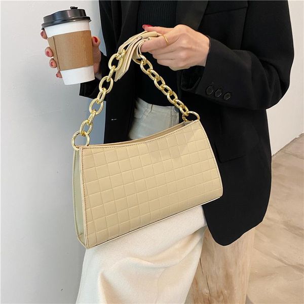 

shoulder bags 2021 casual lattice pu leather baguette for women designer lady handbags sac femme bag female crossbody