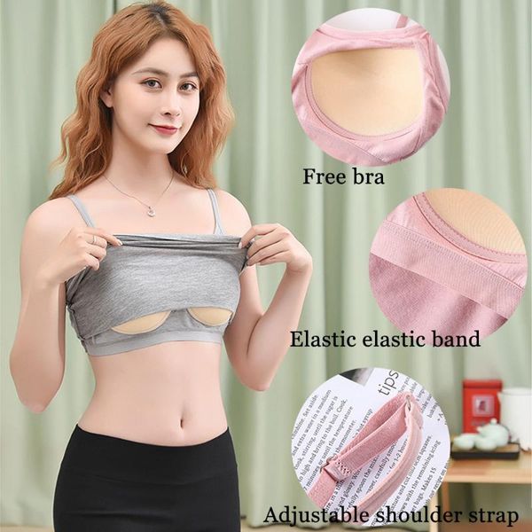 

camisoles & tanks vest bra one-piece with chest pad no steel ring camisole tube sling base coat sports underwear all-match adjustab, Black;white