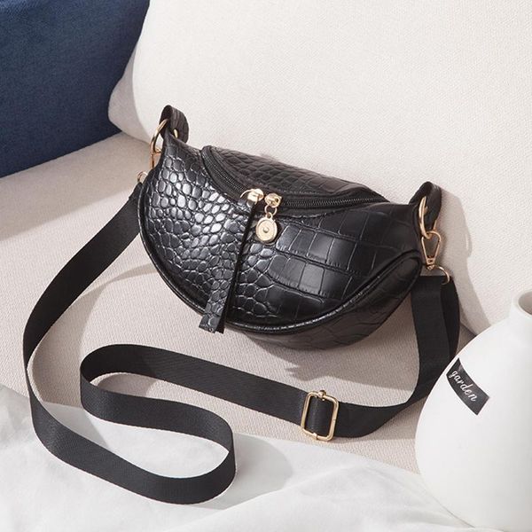 

leather trend women's bag 2021 fashion chest crocodile pattern zipper shoulder messenger luxury handbags bags