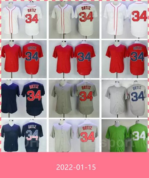 

retro baseball 34 david ortiz vintage jersey 1936 retire flexbase cool base stitched red navy blue white grey green team cooperstown high qu, Blue;black