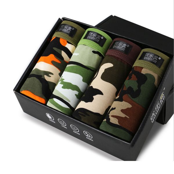 

underpants (4piece/lot) breathable camouflage mens modal printed underwear boxer shorts homme hombre xxxl wholes, Black;white