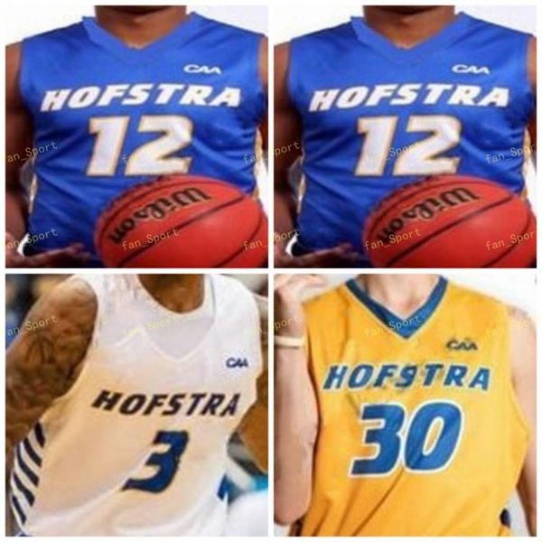 

ncaa college hofstra pride basketball jersey 0 tareq coburn 1 matija radovic 3 jermaine miranda justin wright-foreman custom stitched, Black
