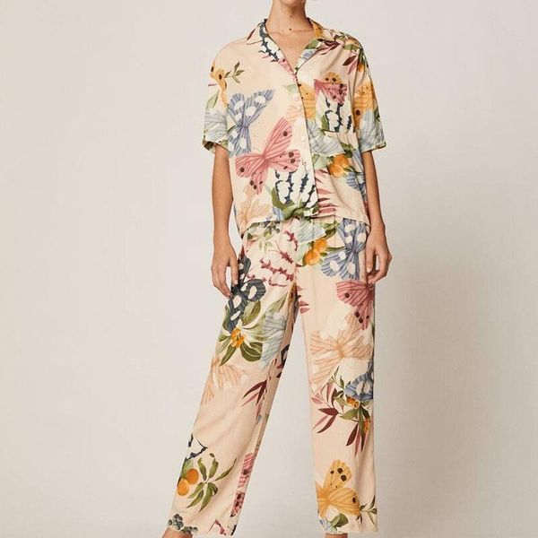 

short sleeved women sleepwear pajamas set animal print spring and summer selling home service printing clothes pyjamas, Black;red