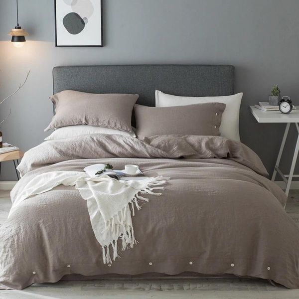 

bedding sets elka solid color cotton and linen prime bed sheets pillowcases comforter duvetcover oceania