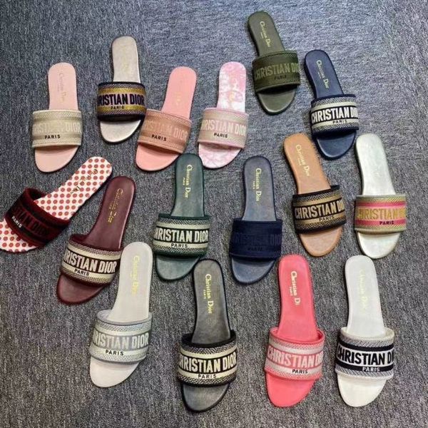 

slipper d-home genuine leather one line slippers embroidered letter slippers thick heel flat slippers women's net infrared wear cool sl, Black