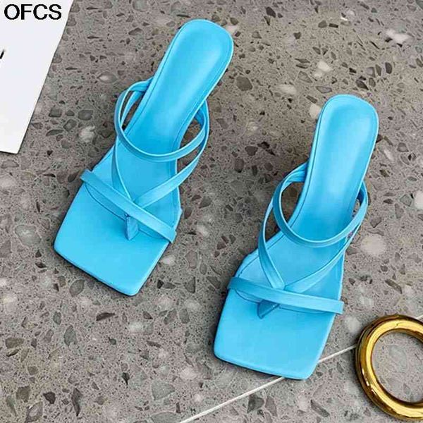 

sandals summer outdoor women slipper ladies elegant high heels wwomen sandal fashion narrow band pinch open toe slides pumps shoes, Black