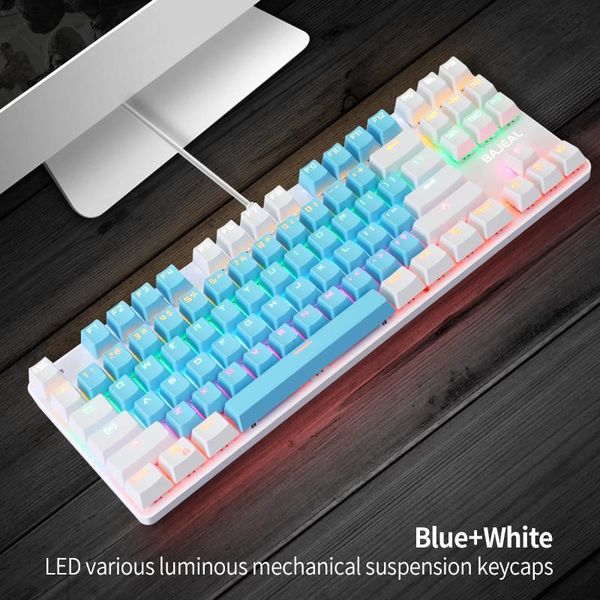 

keyboards k100 gaming mechanical keyboard usb wired dual-color 87 keys rgb backlit for gamer pc lapcomputer