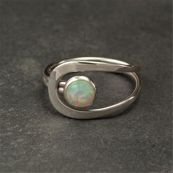 

cluster rings fire opal wedding for women fashion creative couple love promise ring statement engagement gift men bijoux charm jewelry, Golden;silver