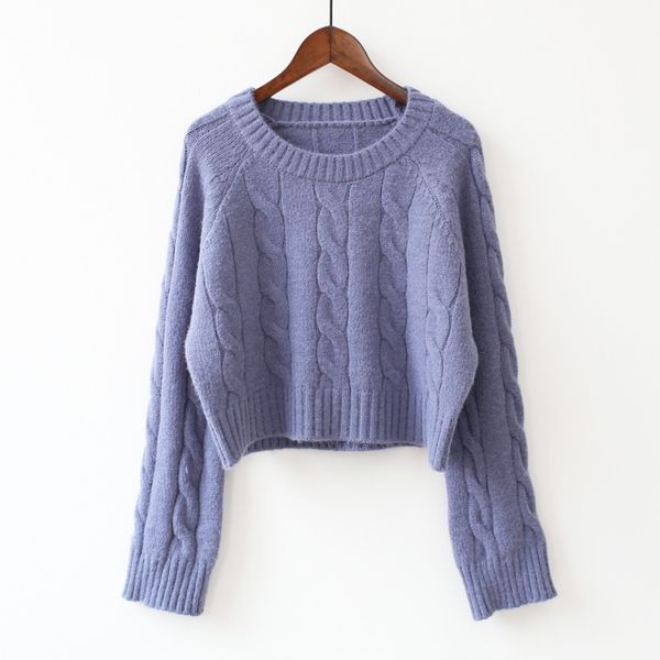 

knit pullovers autumn winter lazy short twist sweater women's very fairy solid color pullover knitted bottom 210420, White;black
