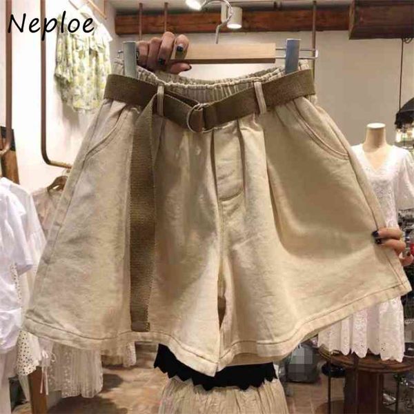 

shorts women korean solid zipper fly button ladies bottoms loose casual sashes high waist wide leg pockets 1d981 210422, White;black