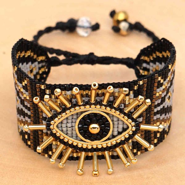 

go2boho turkish evil eye bracelet for women miyuki mexico bracelets pulseras mujer moda 2020 armband handmade loom woven jewelry, Golden;silver