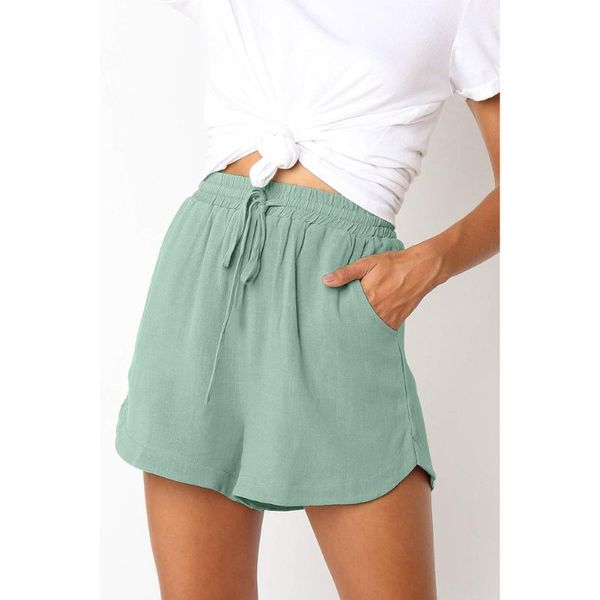 

women's shorts summer casual high waist design easy to pull on, White;black