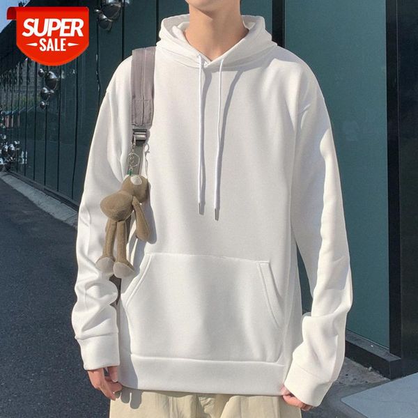 

fleece sweater men's hooded spring, autumn and winter trend, hong kong style loose, youth outer wear jacket #6u2l, Black