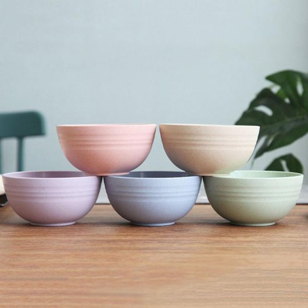 

bowls 5pcs 12cm wheat straw salad bowl shatterproof mixing noodle container soup