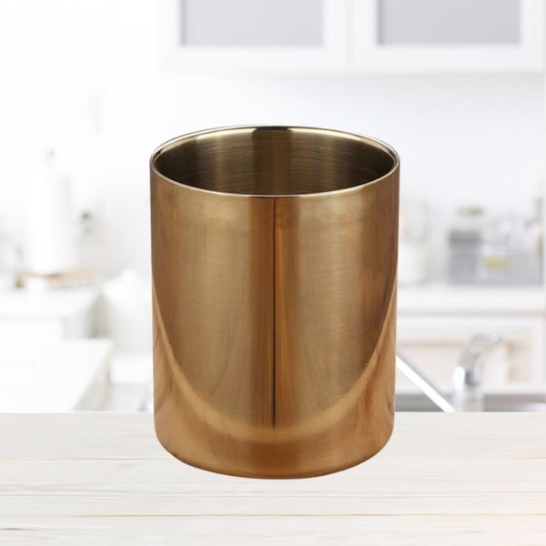 

400ml multipurpose stainless steel cup without handle sturdy candle holder smooth surface stable pen holder(silver) mugs