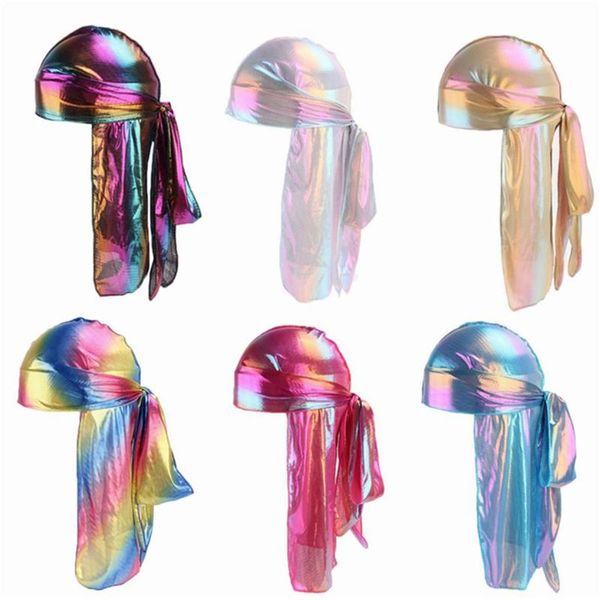 

party hats men/women silk laser polyester bandana hat durag rag tail headwrap headwear cap