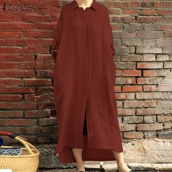 

casual dresses zanzea women's elegant solid shirt dress long sleeve vestidos autumn sundress button lapel neck robe plus size, Black;gray