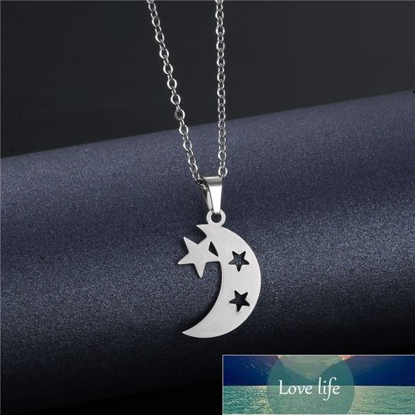 

stainless steel moon and star pendants necklaces for women men simple necklace silver color heart necklace jewelry gift factory price expert