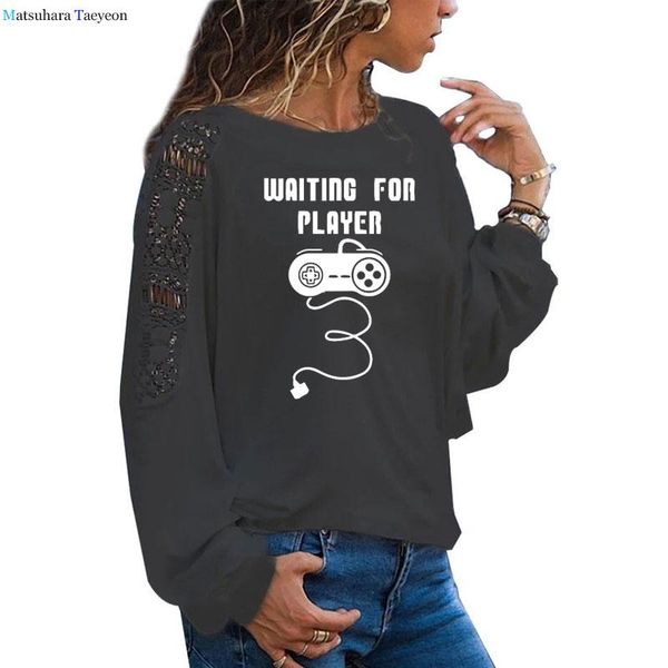 

women's t-shirt waitting for player t shirt women cotton homme graphic game tshirt brand casual streetwear female tshirts harajuku woma, White