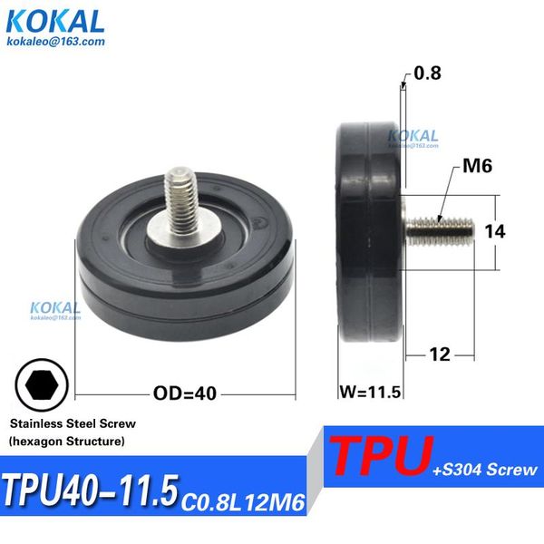 

[tpu40-11.5c0.8l12m6]m6 long screw shaft sus304 tpu pu machine sliding pulley bearing 6000z 6000 12mm length m6*40 other door hardware