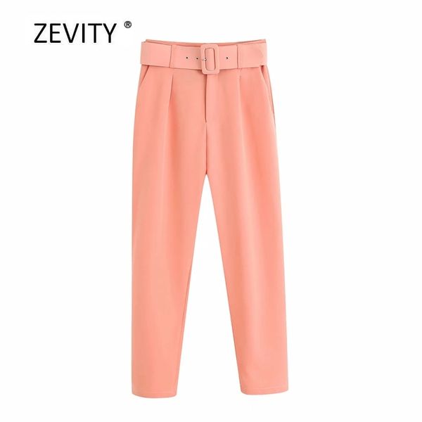 

women fashion solid color high waist sashes straight pants femme zipper fly casual trousers office ladies chic p873 210419, Black;white