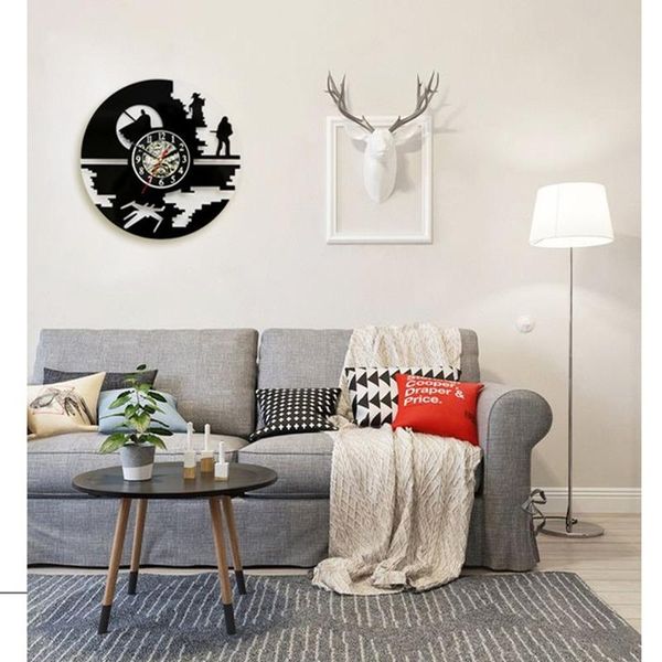 

wall clocks modern design 3d stickers movie theme hanging clock watch home decor vintage record