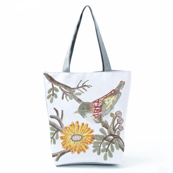 

evening bags floral bird print handbags simple fashion shoulder bag pretty portable women's high capacity shopping eco friendly tote