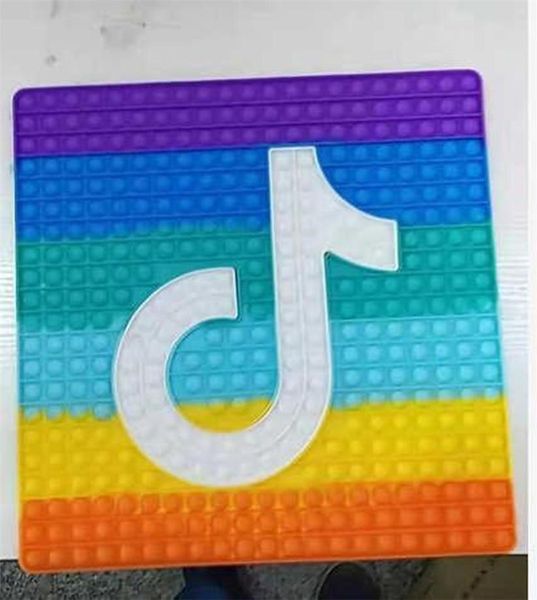 

UPS 40*40CM Big large square fidget party favor puzzle push pop board game kids toys jumbo sensory TIKTOK LOGO silicone puzzle decompression