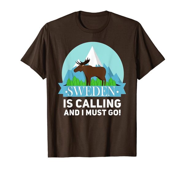 

sweden is calling and i must go t-shirt, White;black