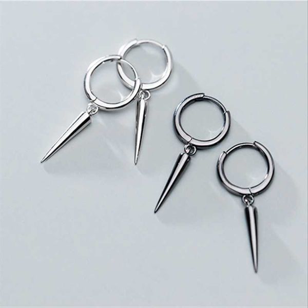 

dangle & chandelier a00449 jazaz minimalist real 925 sterling silver long rivets black spike men's ear buckle punk rock party jewelry w