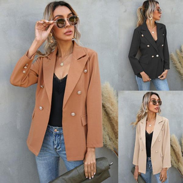 

women's jackets spring autumn female drop shoulder button cuff collar delicate suit elegant fashion women turn-down 909f, Black;brown