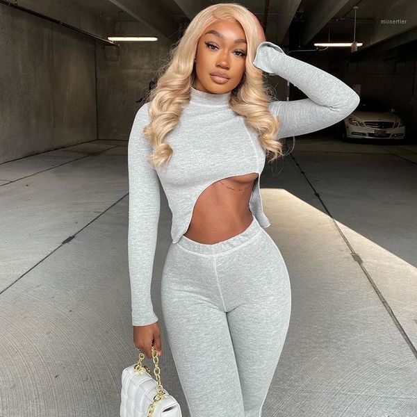 

women's two piece pants dsmtrc long sleeve crop suits matching sets 2021 winter 2 tracksuit gray sweatsuits for women outfits, White
