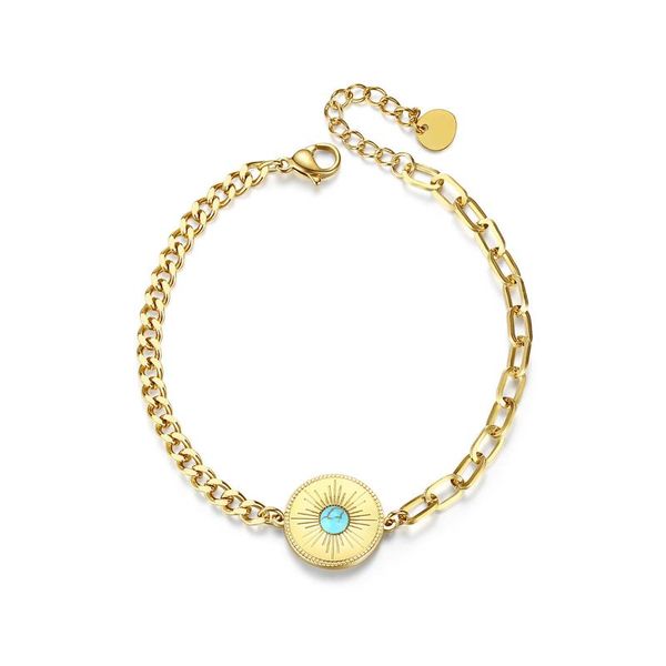 

link, chain kpop women's bracelets on hand stainless steel disc bracelet couple friends gift, Black