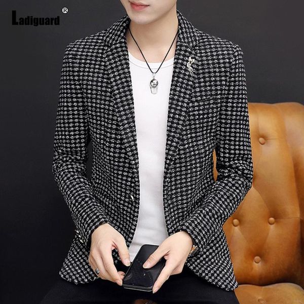

men's suits & blazers plus size mens fashion men clothing 2021 autumn lapel collar retro jacket vintage plaid outerwear male streetwear, White;black
