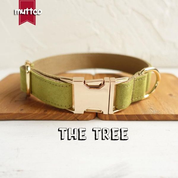 

dog collars & leashes muttco retailing self-design the tree poly satin and nylon yellow green brown 5 sizes collar leash udc031j
