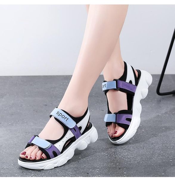 

sandals luxury pig suede summer women's sport shoes lightweight beach walking flat thick comfort breathable women causal, Black
