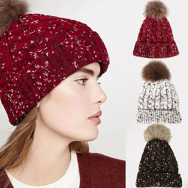 

beanies fashion casual women winter mixed color wool stitching knitted beanie baggy beani oversize warm hat ski slouchy thick cap