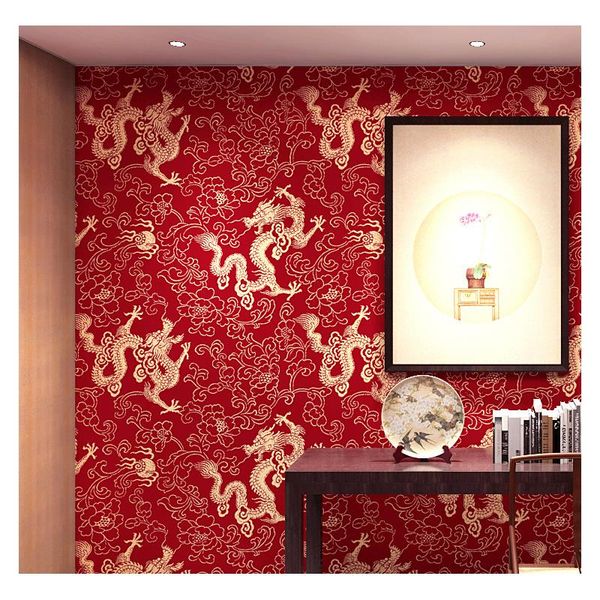 

shuhiko chinese style wallpaper dragon pattern classical zen el restaurant tea room wallpapers