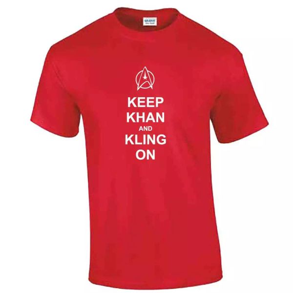 

mens keep khan and klingon tshirt - funny star trek startrek t shirt - spock, White;black